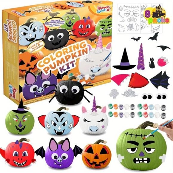 Halloween Pumpkin Decorating Kit for Kids – DIY Coloring & Painting Fun! - Picture 1 of 7